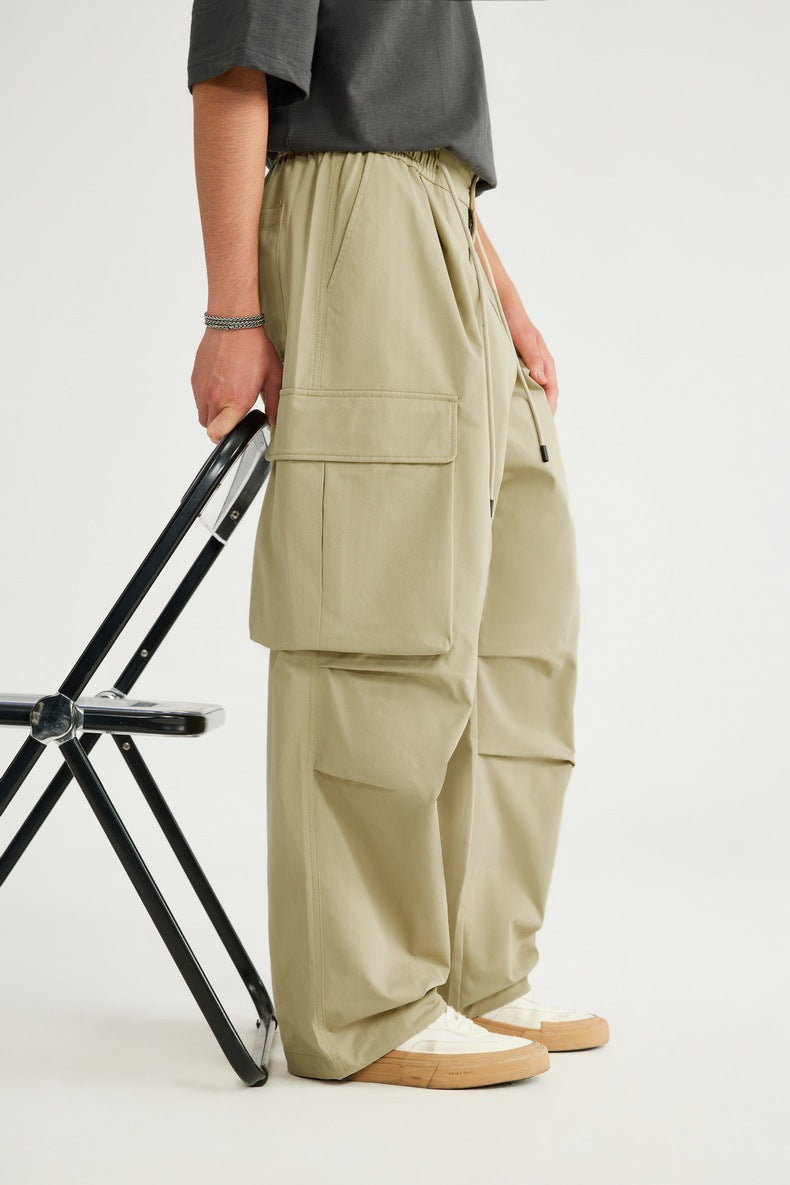 Herringbone Parachute Wide Leg Cargo Pants PinkLimes Trending Streetwear