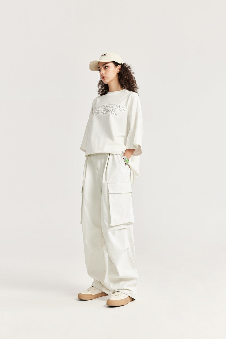 Herringbone Parachute Wide Leg Cargo Pants PinkLimes Trending Streetwear