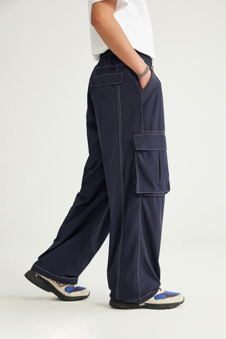Rainproof Ming Line Wide Leg Cargo Pants PinkLimes Trending Streetwear