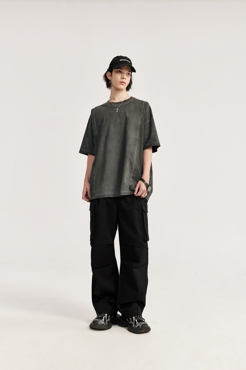 Herringbone Parachute Wide Leg Cargo Pants PinkLimes Trending Streetwear