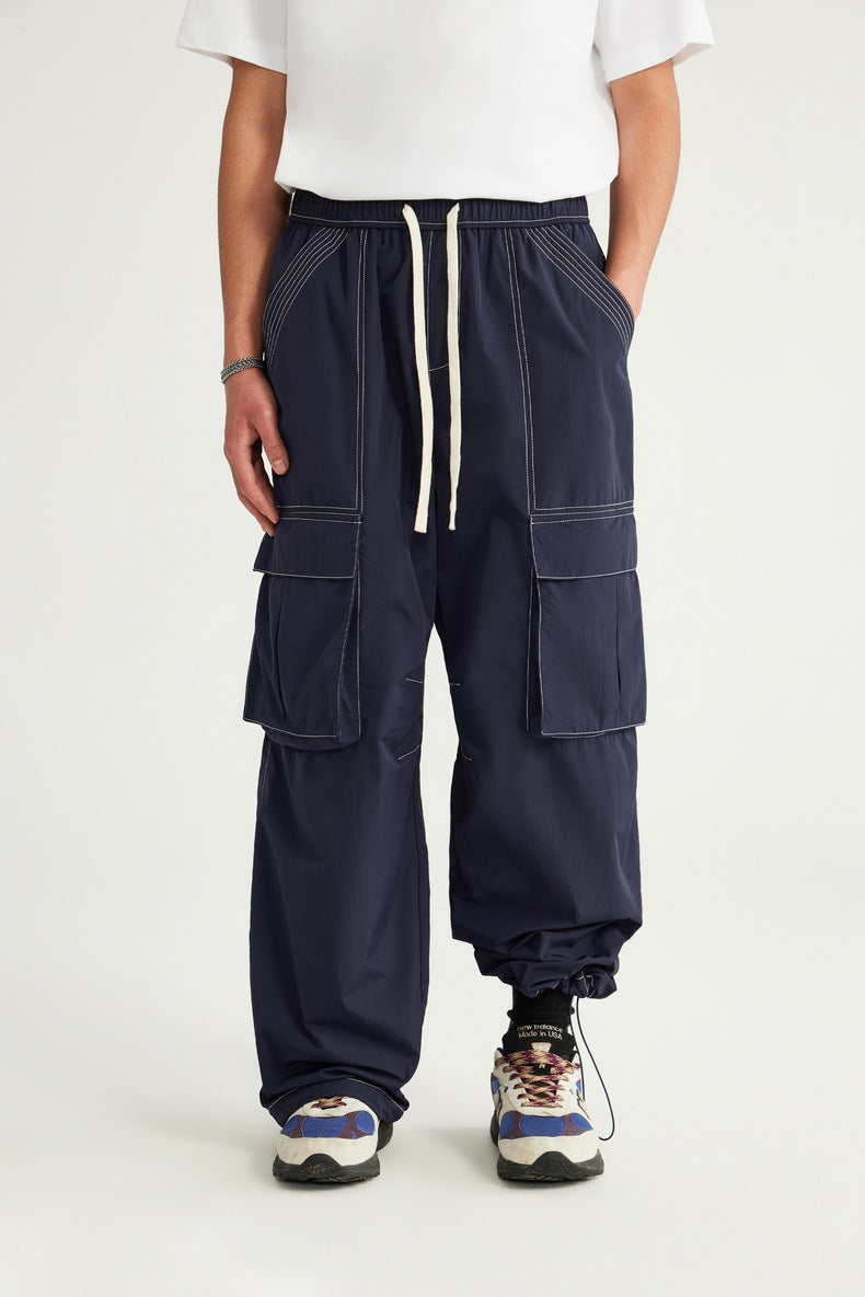 Rainproof Ming Line Wide Leg Cargo Pants PinkLimes Trending Streetwear