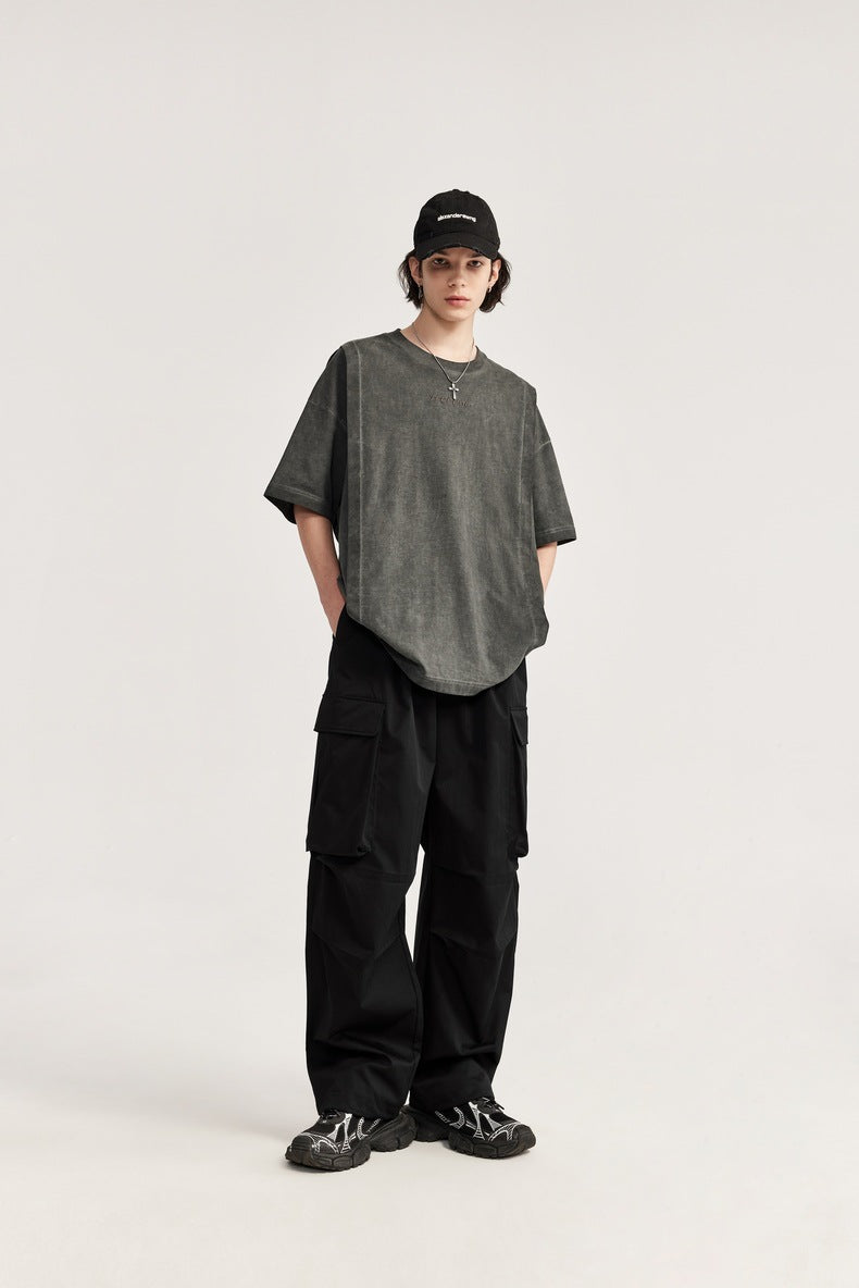 Herringbone Parachute Wide Leg Cargo Pants PinkLimes Trending Streetwear