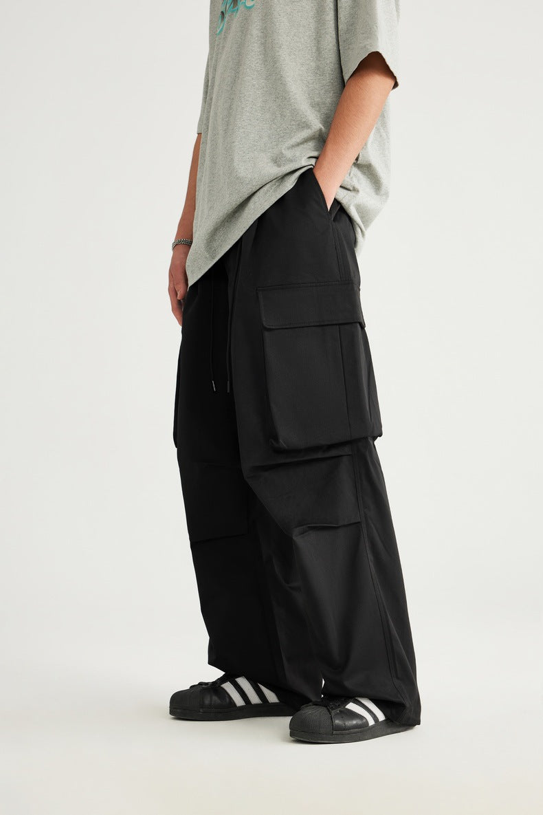 Herringbone Parachute Wide Leg Cargo Pants PinkLimes Trending Streetwear