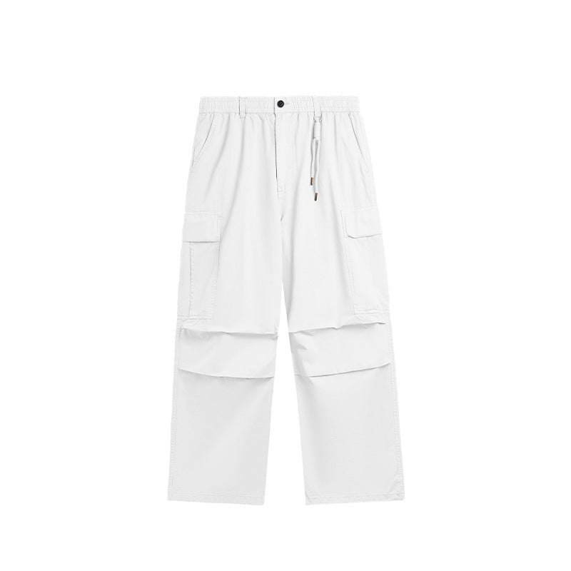 Washed Wide-Leg Cargo Overalls White PinkLimes Trending Streetwear