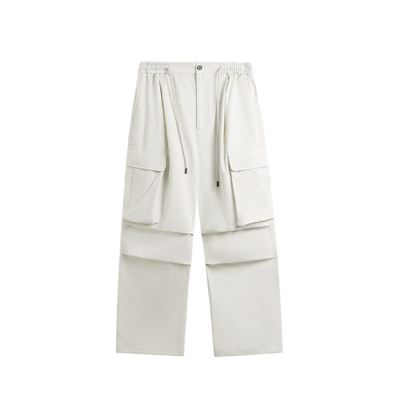 Herringbone Parachute Wide Leg Cargo Pants White PinkLimes Trending Streetwear