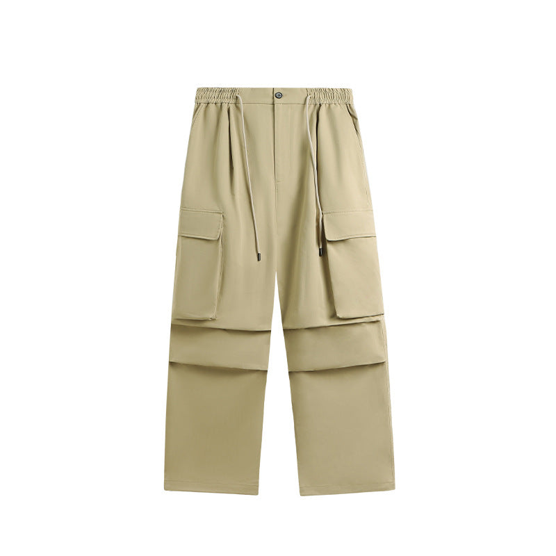 Herringbone Parachute Wide Leg Cargo Pants Khaki PinkLimes Trending Streetwear