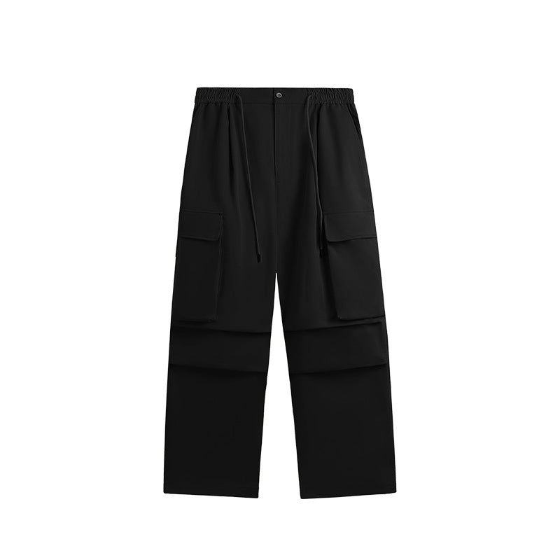 Herringbone Parachute Wide Leg Cargo Pants Black PinkLimes Trending Streetwear