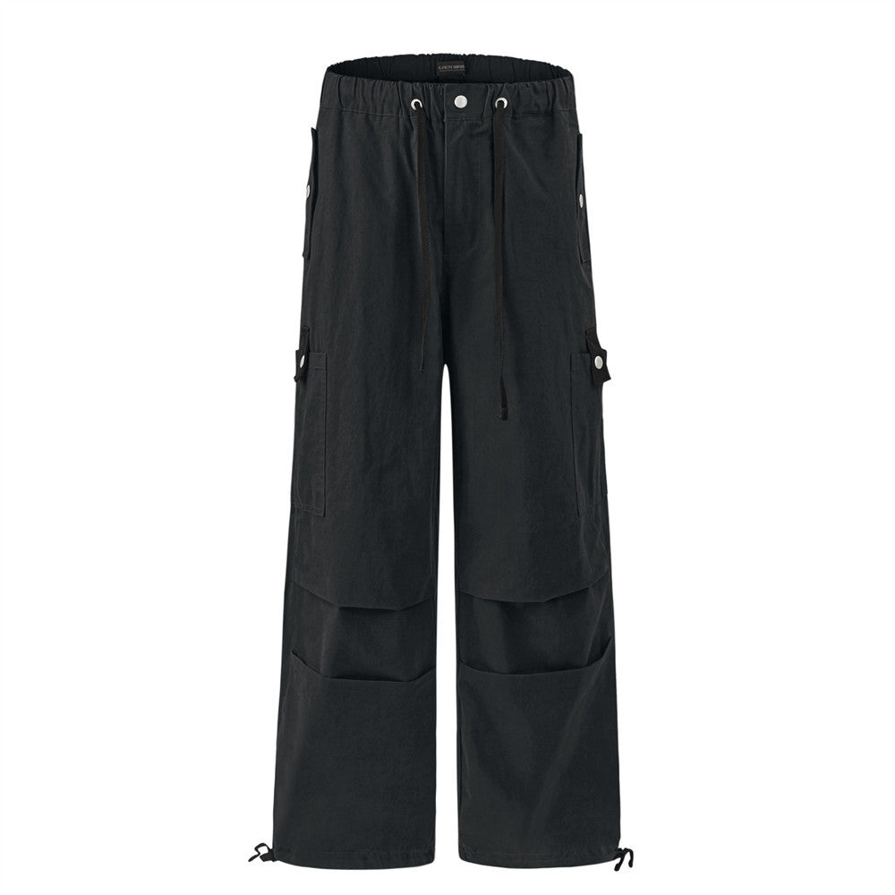 Loose Drawstring Wide Leg Cargo Pants Black PinkLimes Trending Streetwear