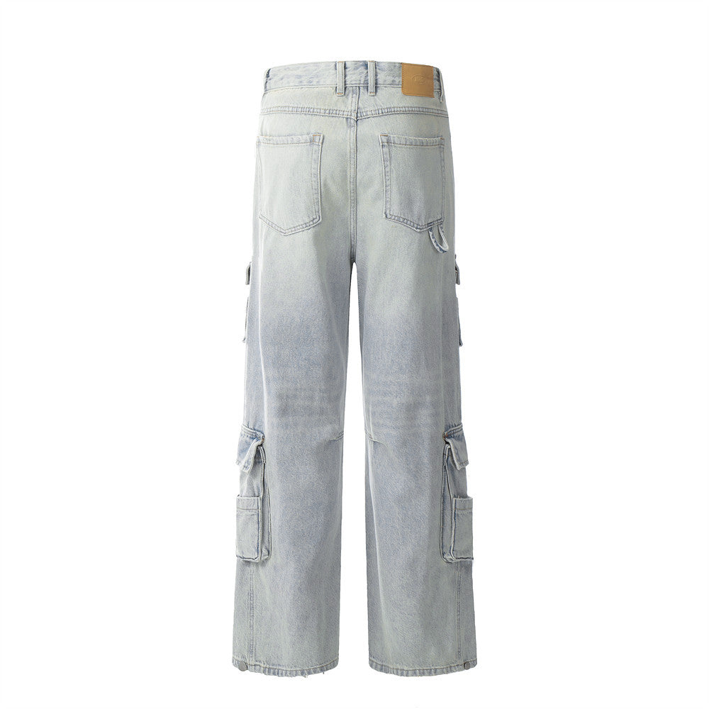 Light Wash Denim Cargo Pants PinkLimes Trending Streetwear
