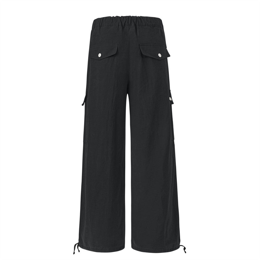 Loose Drawstring Wide Leg Cargo Pants PinkLimes Trending Streetwear