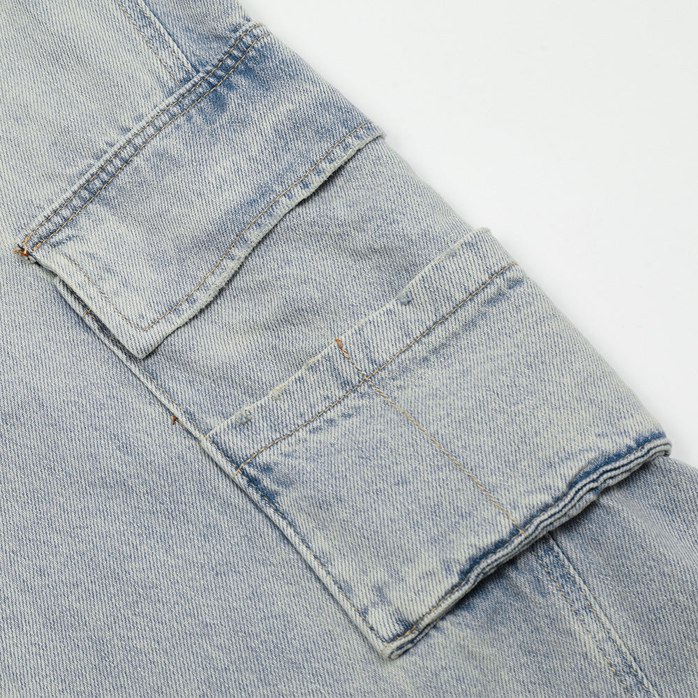 Light Wash Denim Cargo Pants PinkLimes Trending Streetwear
