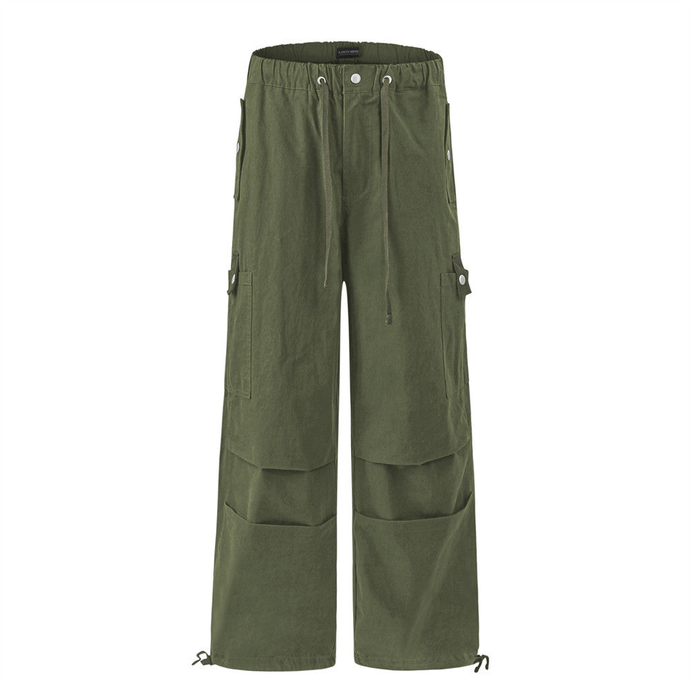 Loose Drawstring Wide Leg Cargo Pants Army Green PinkLimes Trending Streetwear