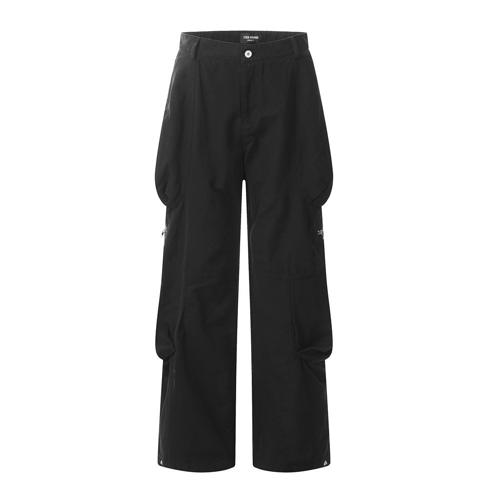 Loose Pleated Cargo Pants Black PinkLimes Trending Streetwear