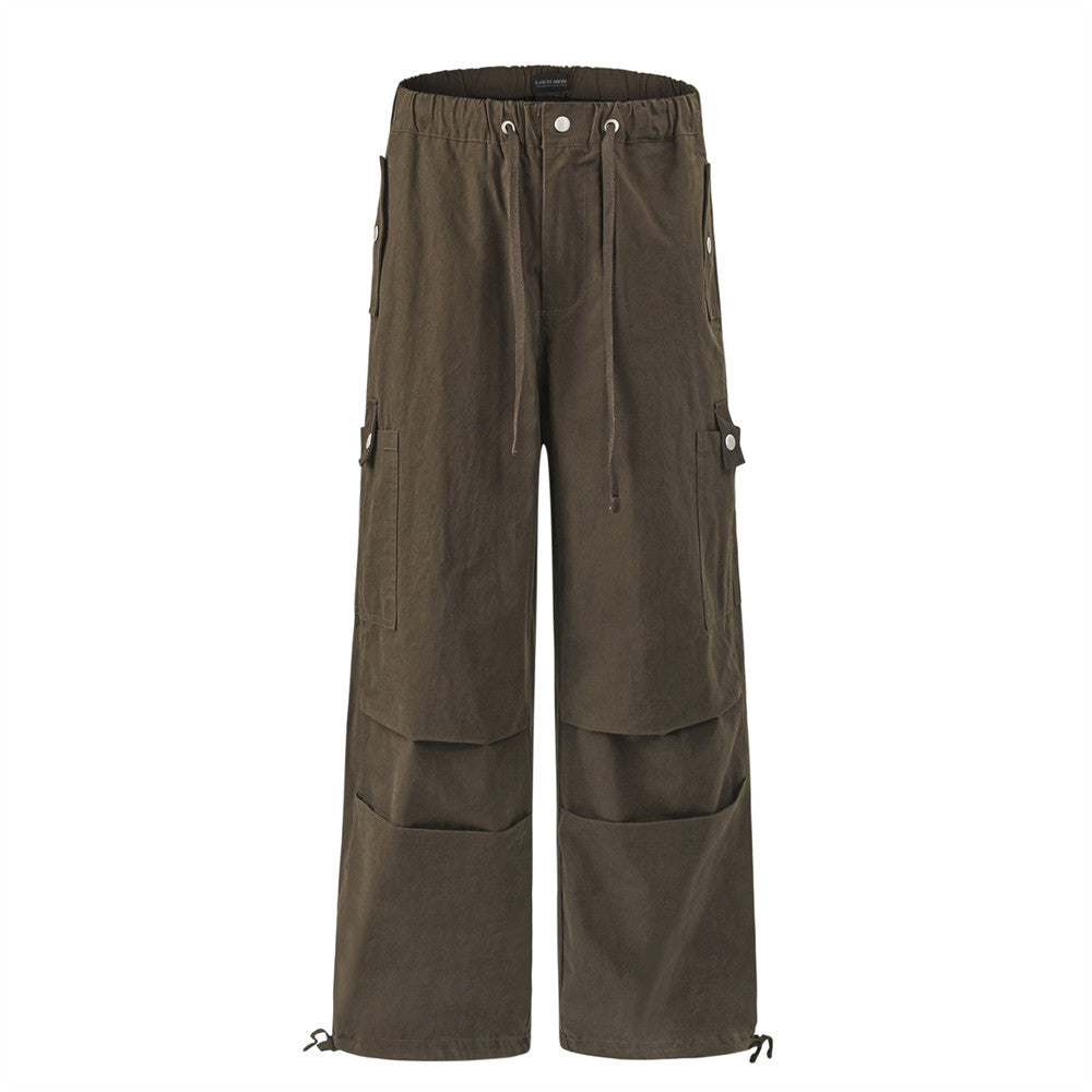 Loose Drawstring Wide Leg Cargo Pants Brown PinkLimes Trending Streetwear