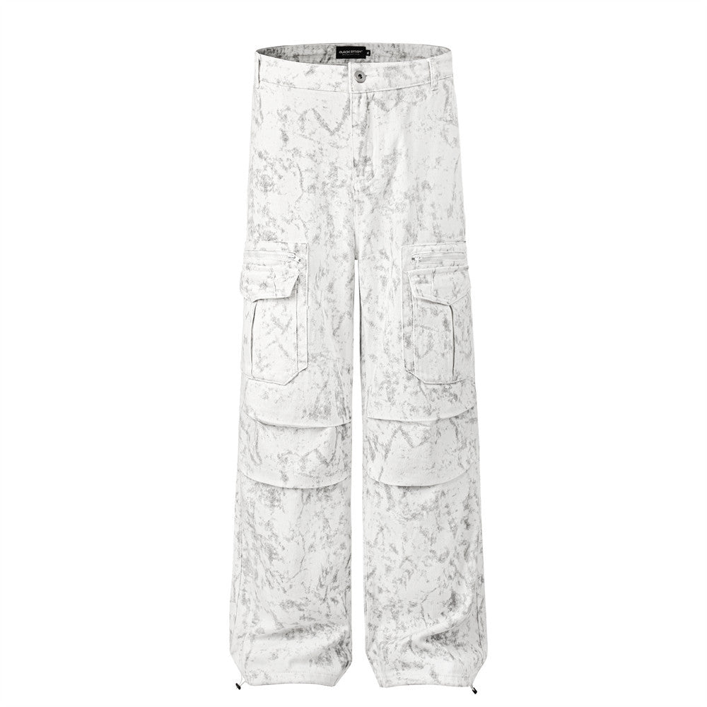 Tie-Dye Contrast Cargo Pants White PinkLimes Trending Streetwear