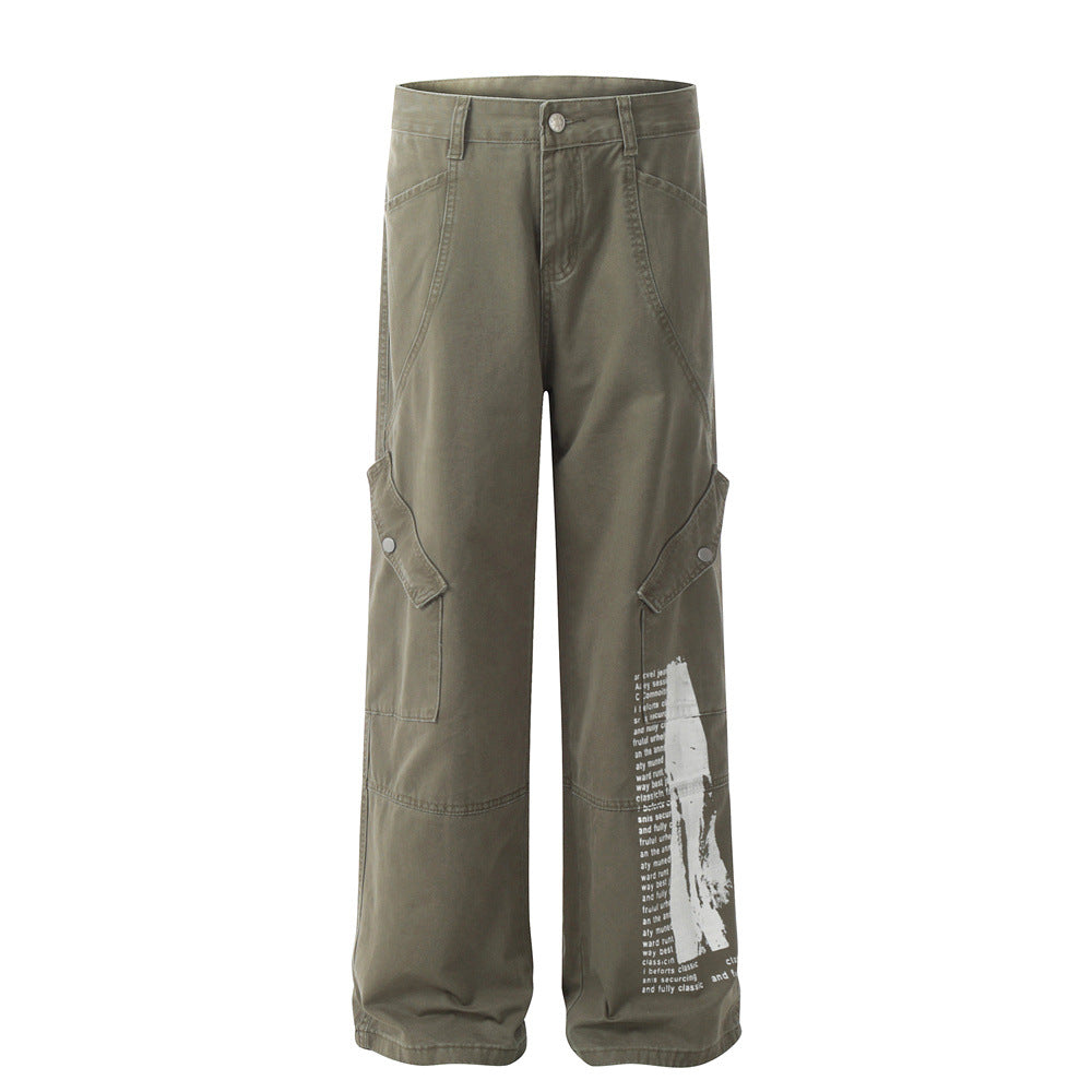 Distressed Printed Cargo Pants Army Green PinkLimes Trending Streetwear