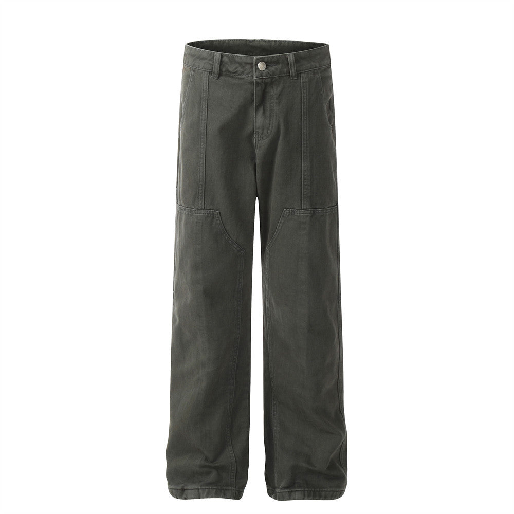 Split Stitch Solid Denim Cargo Pants PinkLimes Trending Streetwear