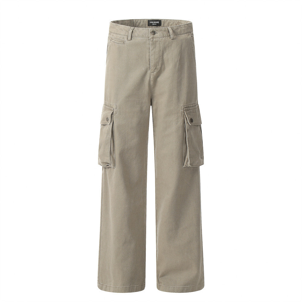 Retro Patch Pocket Workwear Pants Khaki PinkLimes Trending Streetwear