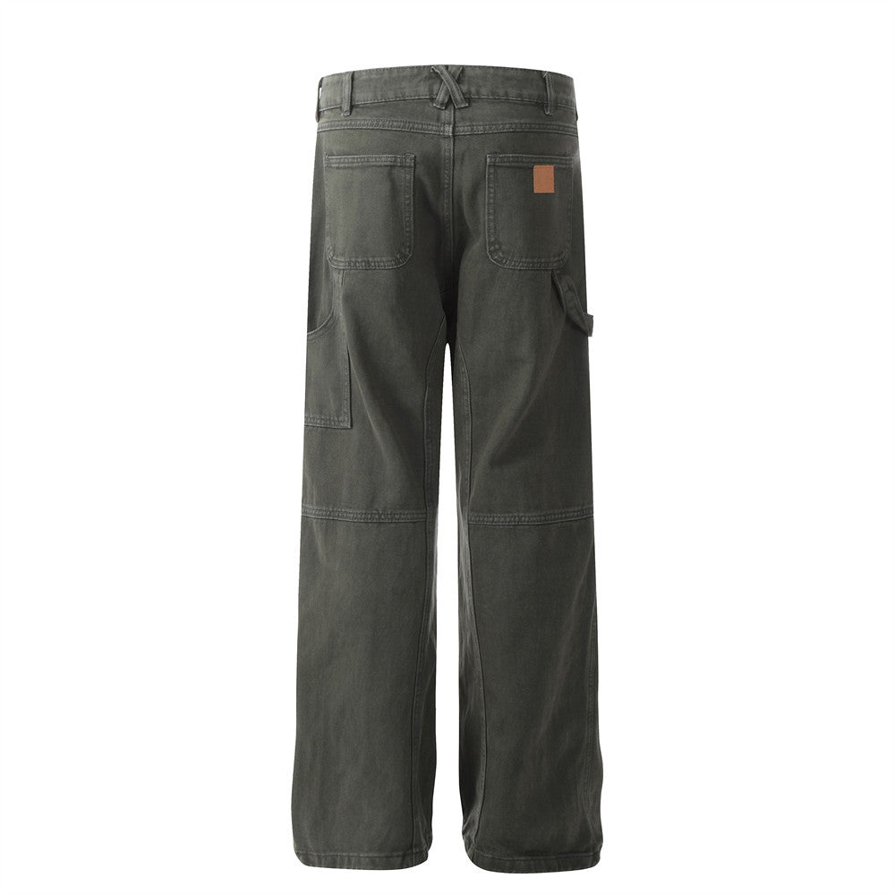 Split Stitch Solid Denim Cargo Pants PinkLimes Trending Streetwear