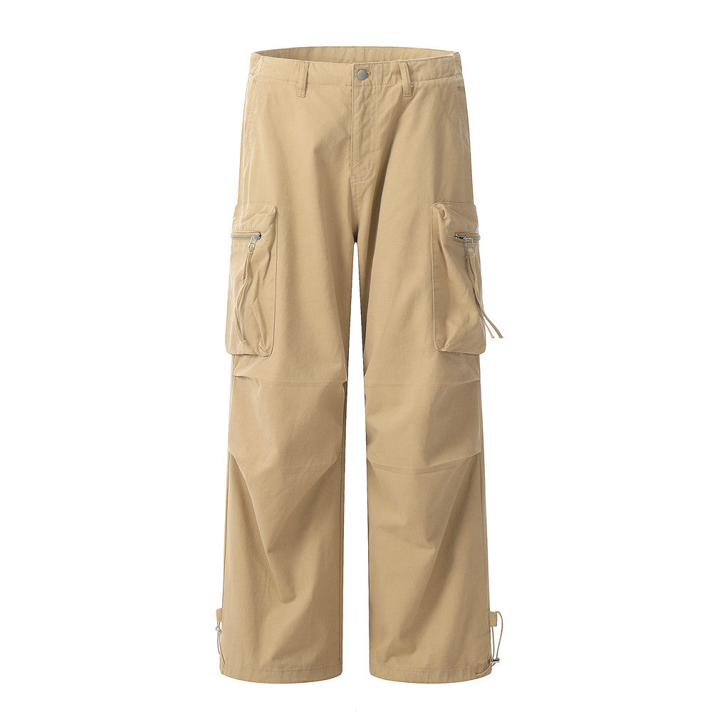 Zipper Pocket Paratrooper Cargo Pants Khaki PinkLimes Trending Streetwear