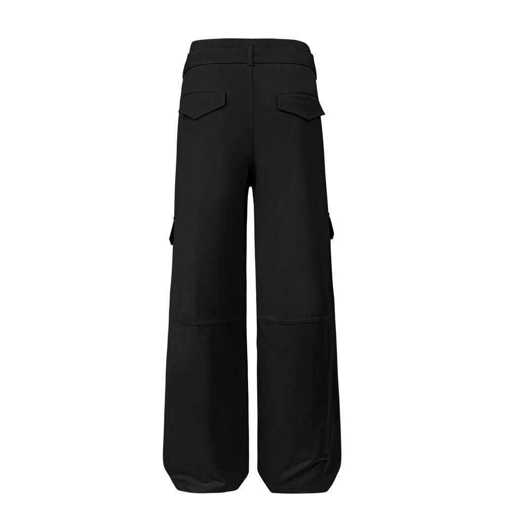 Belted Multi-Pocket Wide Leg Cargo Pants PinkLimes Trending Streetwear