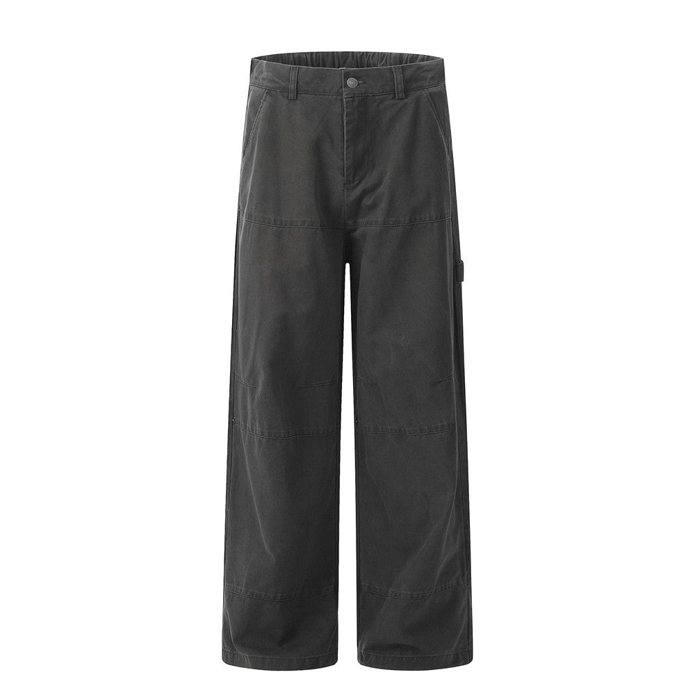 Spliced Washed Wide Leg Cargo Pants Grey PinkLimes Trending Streetwear