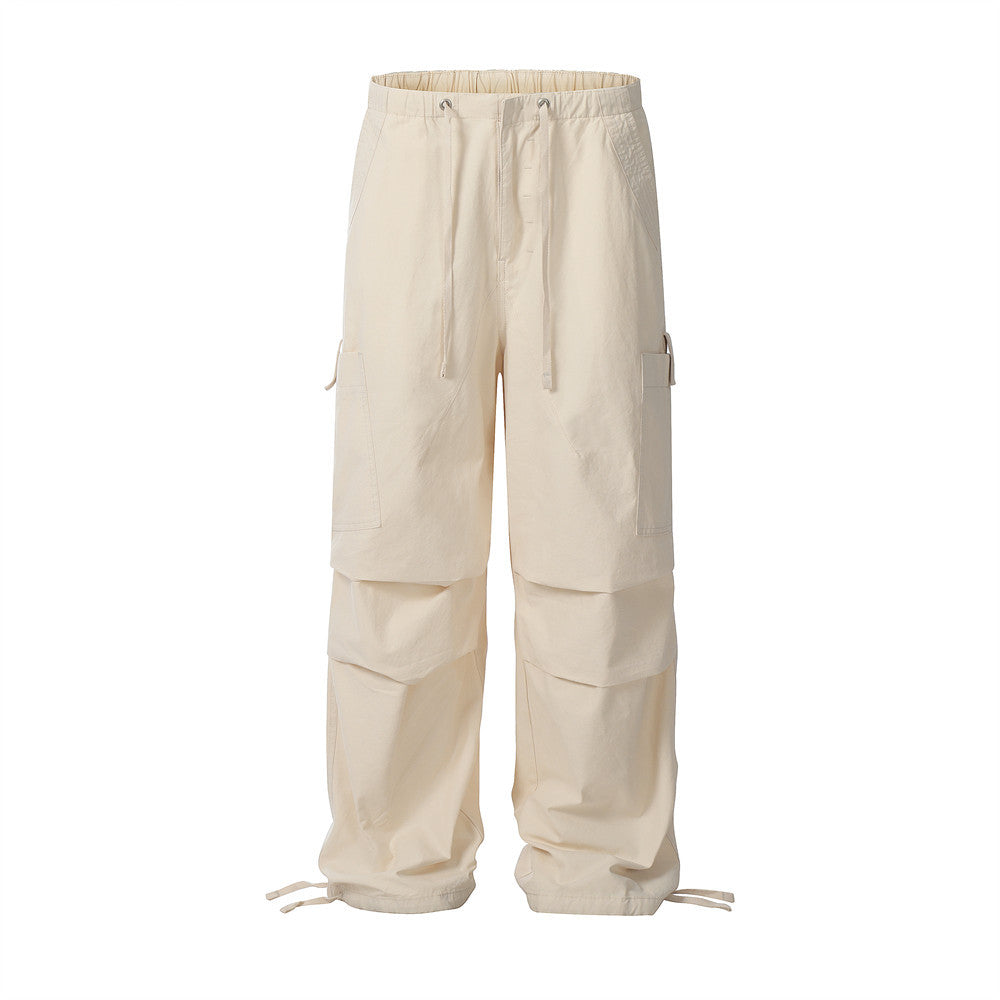 Solid Pleated Drawstring Cargo Pants Apricot PinkLimes Trending Streetwear