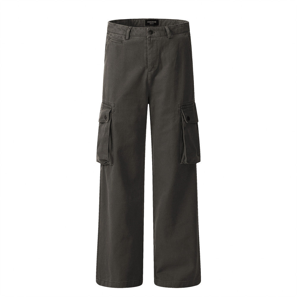 Retro Patch Pocket Workwear Pants Gray PinkLimes Trending Streetwear