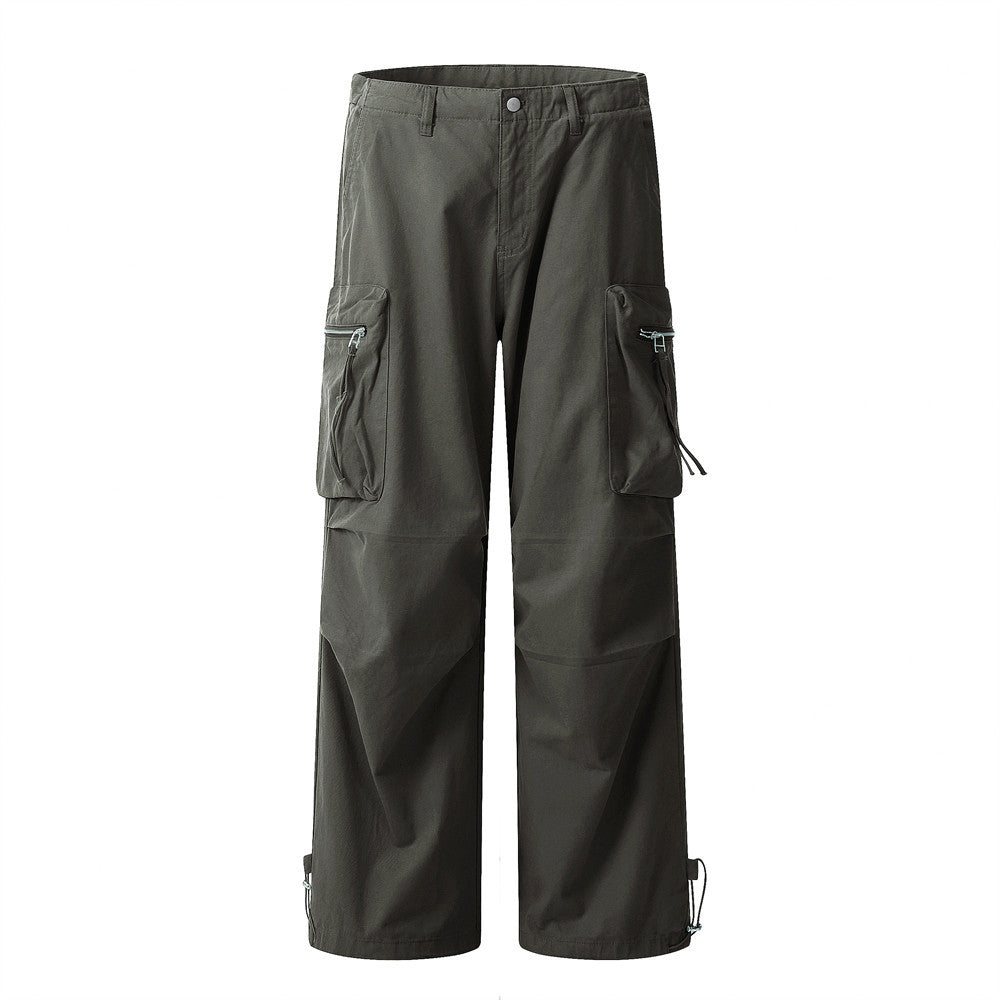 Zipper Pocket Paratrooper Cargo Pants Grey PinkLimes Trending Streetwear