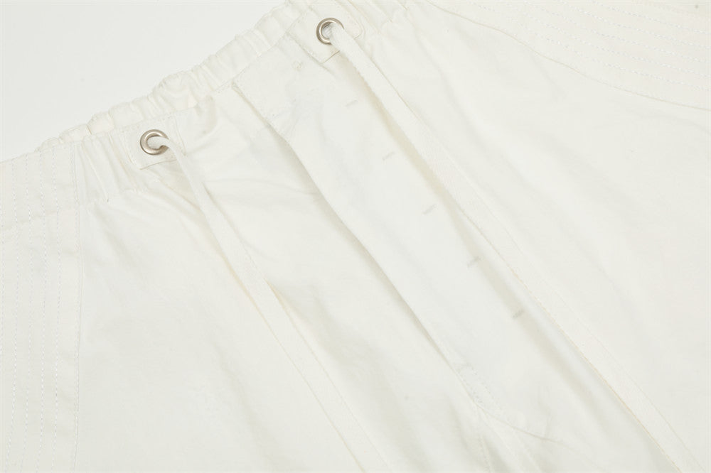Solid Pleated Drawstring Cargo Pants PinkLimes Trending Streetwear