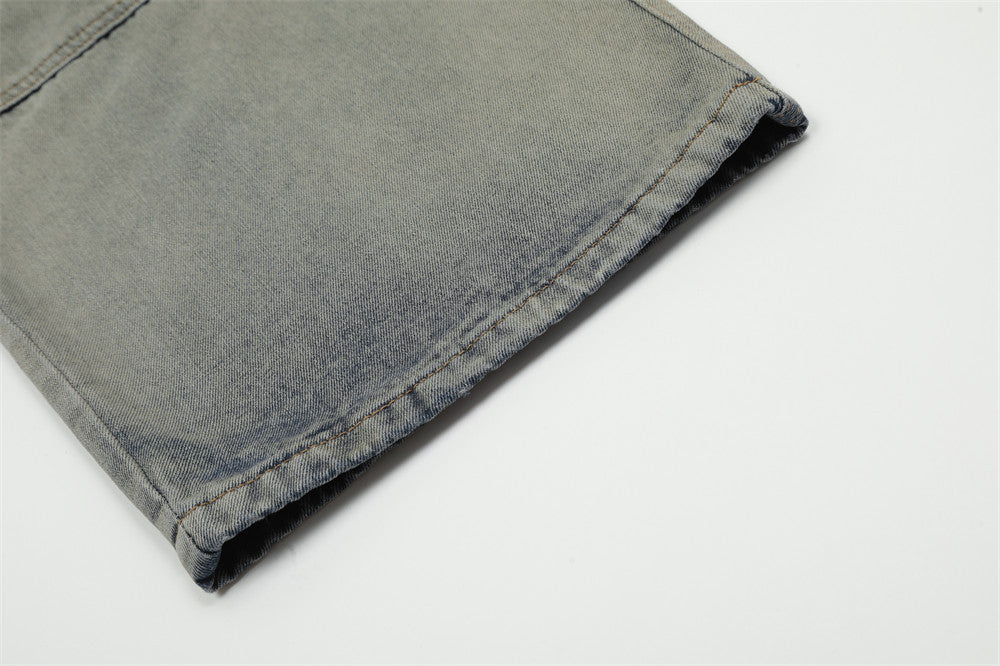 Spliced Washed Denim Cargo Pants PinkLimes Trending Streetwear