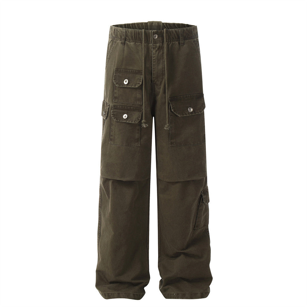 Washed Denim Pleated Cargo Pants PinkLimes Trending Streetwear