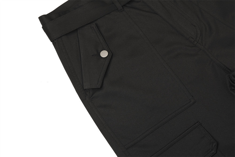 Belted Multi-Pocket Wide Leg Cargo Pants PinkLimes Trending Streetwear