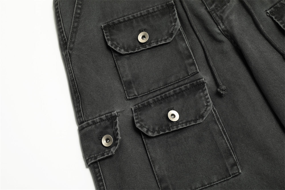Washed Denim Pleated Cargo Pants PinkLimes Trending Streetwear