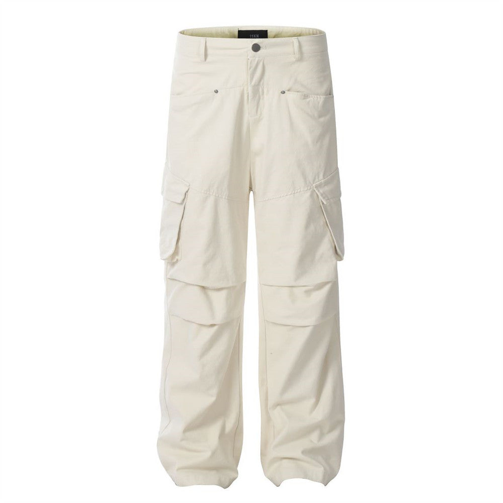 Solid Pleated Tooling Cargo Pants Apricot PinkLimes Trending Streetwear