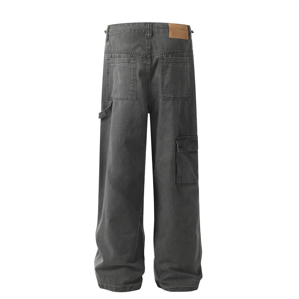 Retro Washed Denim Cargo Pants PinkLimes Trending Streetwear