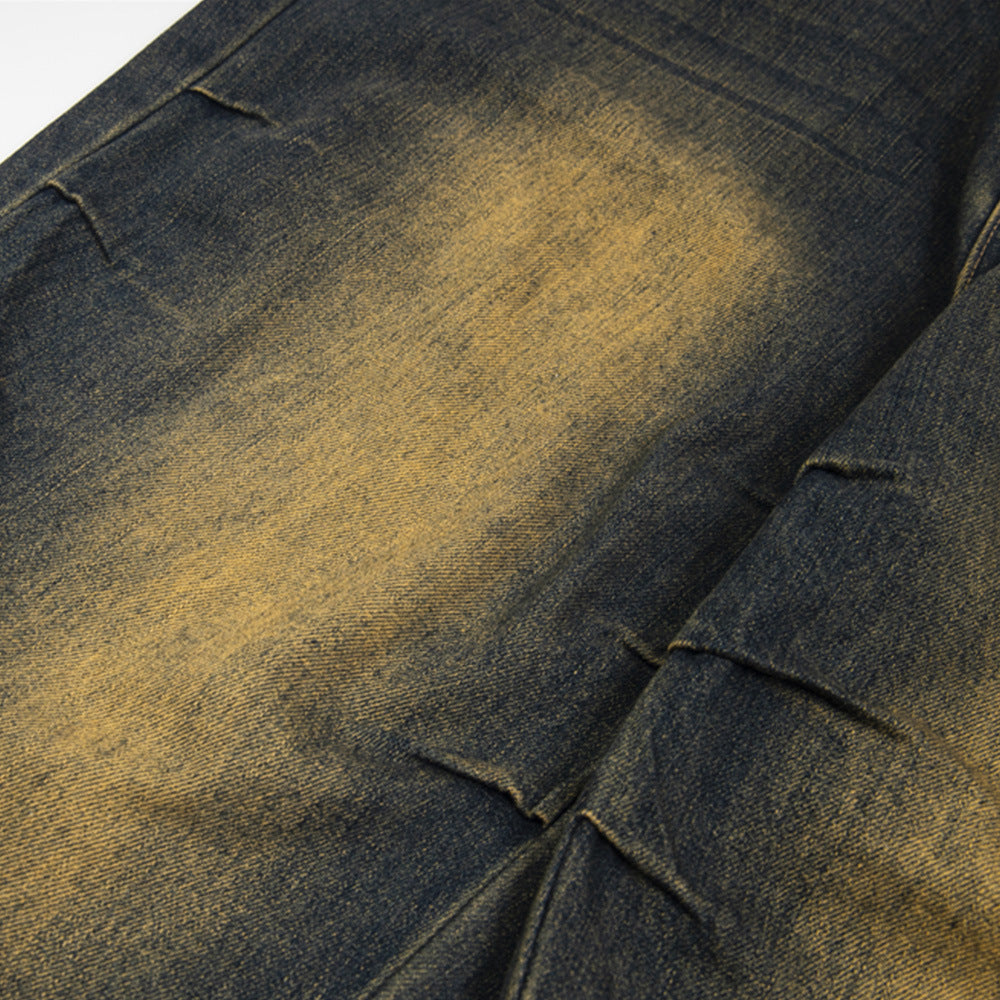 Spray-Painted Contrast Denim Cargo Pants PinkLimes Trending Streetwear
