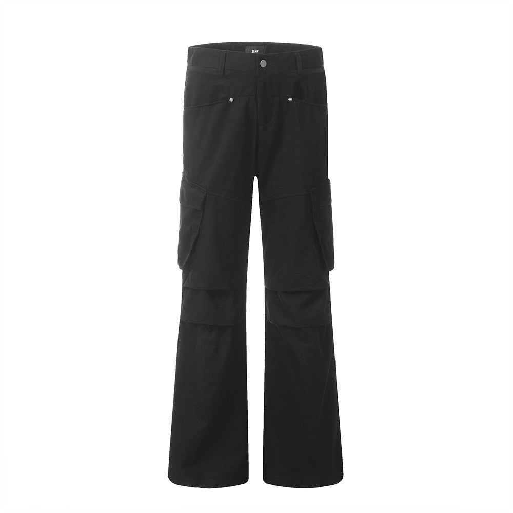 Solid Pleated Tooling Cargo Pants Black PinkLimes Trending Streetwear