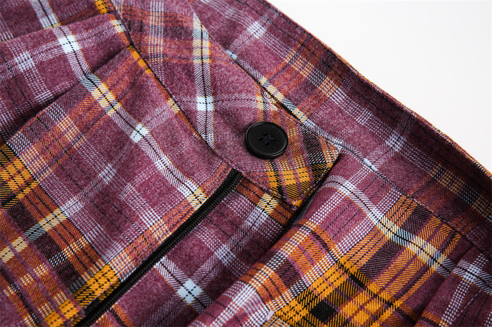 Plaid Pleated Workwear Pants PinkLimes Trending Streetwear