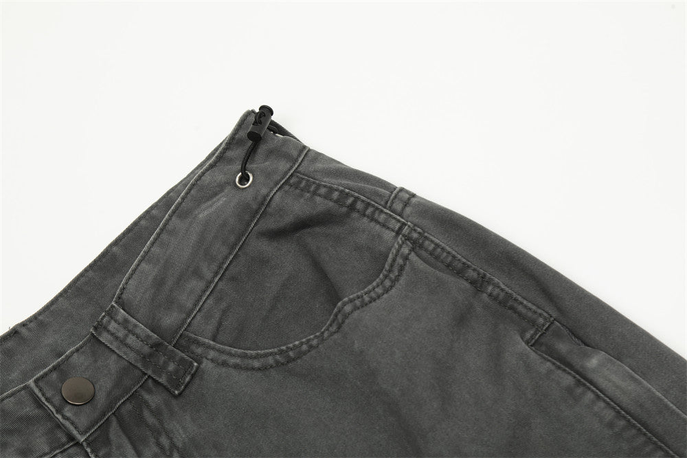 Retro Washed Denim Cargo Pants PinkLimes Trending Streetwear