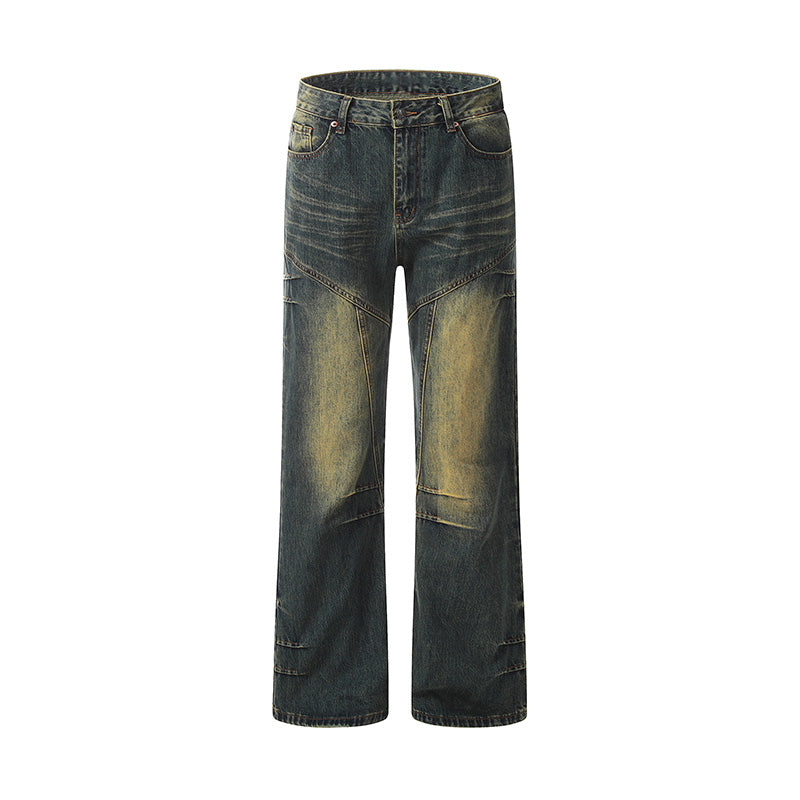 Patchwork Pocket Distressed Denim Jeans Gray PinkLimes Trending Streetwear
