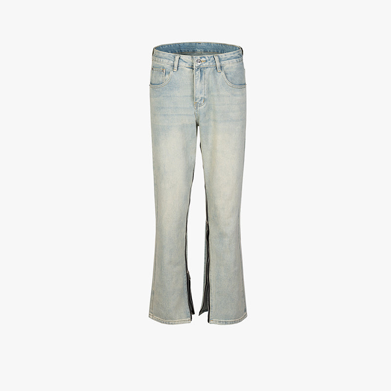 Full Zip Washed Light Blue Jeans Light Blue PinkLimes Trending Streetwear