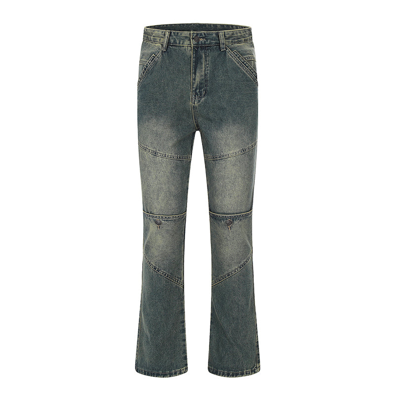 Denim Washed Spliced Jeans Gray PinkLimes Trending Streetwear
