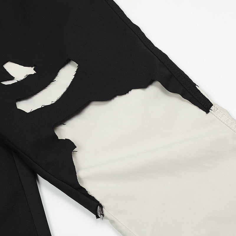 Patchwork Ripped Black Denim Jeans PinkLimes Trending Streetwear