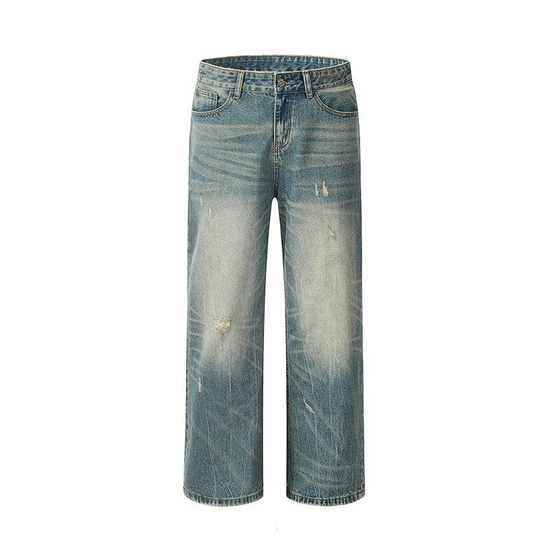 Loose Ripped Loose Denim Jeans Blue PinkLimes Trending Streetwear