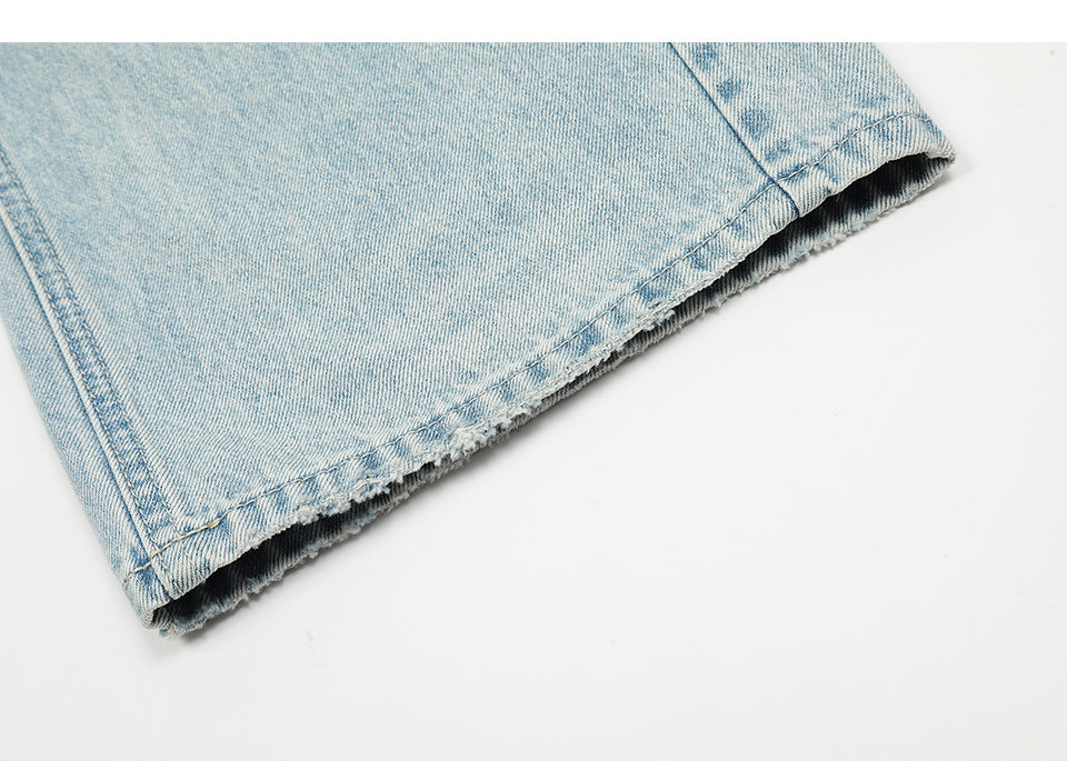 Blue Straight-Leg Ripped Light Jeans PinkLimes Trending Streetwear