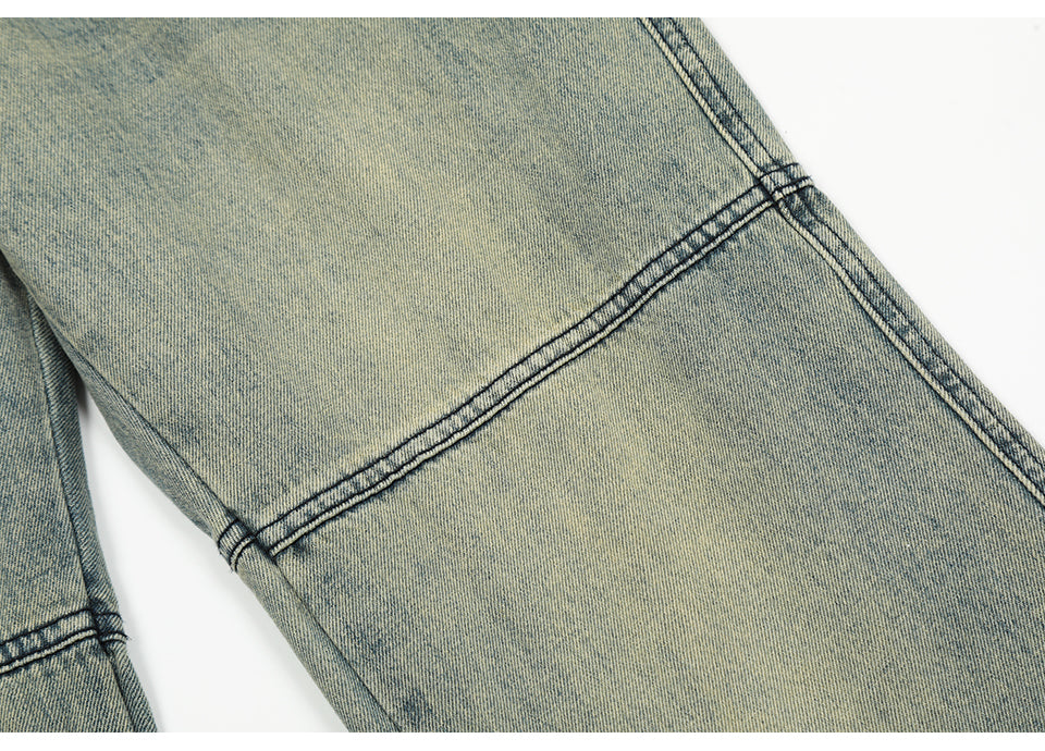 Spliced Pocket Flared Jeans PinkLimes Trending Streetwear