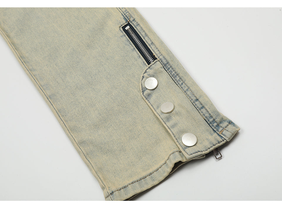 Khaki Washed Jeans PinkLimes Trending Streetwear