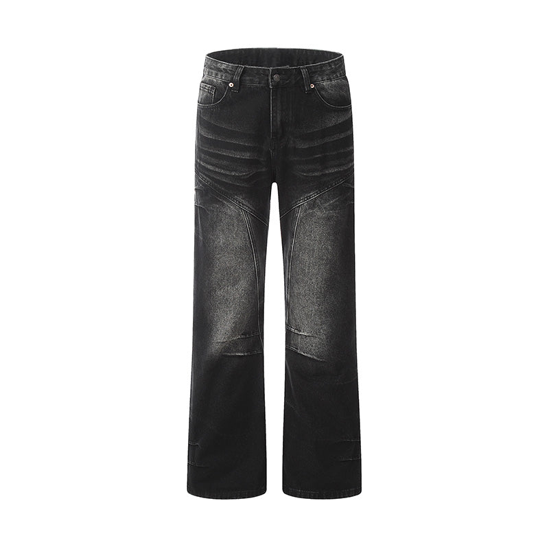 Patchwork Pocket Distressed Denim Jeans Black PinkLimes Trending Streetwear
