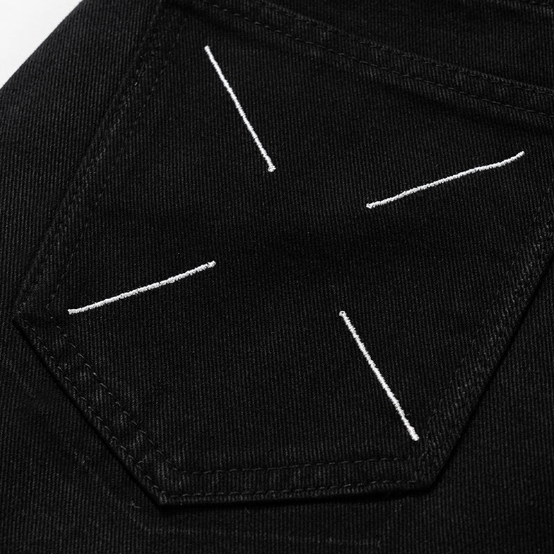 Urban Black X Embroidered Pocket Jeans PinkLimes Trending Streetwear